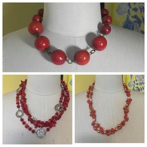 Jewelry collectors! Bundle of 3 vintage colorful statement necklaces
